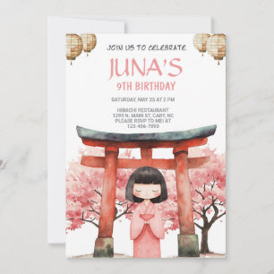 Invitation d'anniversaire de fille geisha japonais