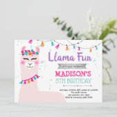 Invitation d'anniversaire de fille lama mignonne (Debout devant)