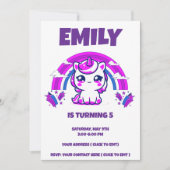 Invitation d'anniversaire de fille Licorne | Modif (Devant)