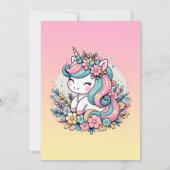 Invitation d'anniversaire de fille licorne rose mi (Dos)