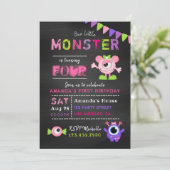 Invitation d'anniversaire de fille Little Monster (Debout devant)