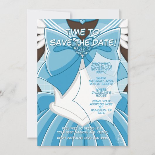 Invitation d'anniversaire de fille magique bleue [ (Devant)