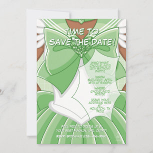 Invitation d'anniversaire de fille magique verte [