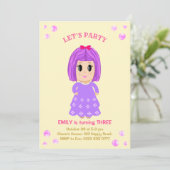 Invitation d'anniversaire de fille mignonne (Debout devant)