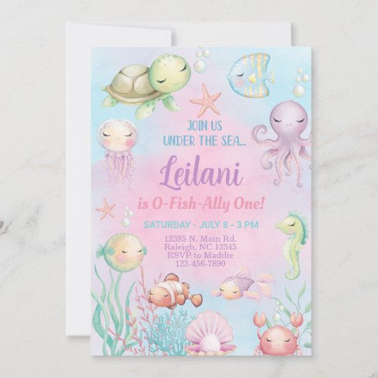 Invitation d'anniversaire de fille O-POISSON-NELEM (Devant)