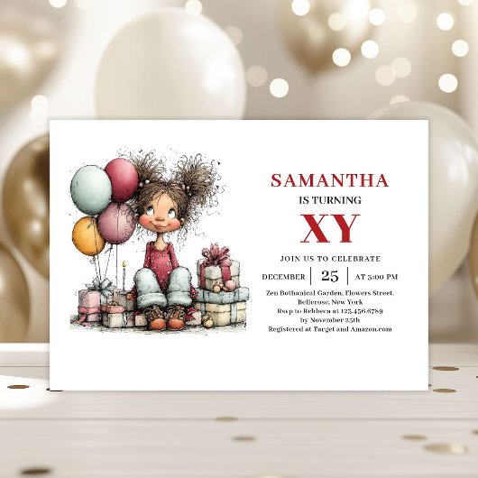 Invitation d'anniversaire de fille originale dessi