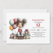 Invitation d'anniversaire de fille originale dessi (Devant)