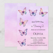 Invitation d'anniversaire de fille papillon (Devant / Derrière)