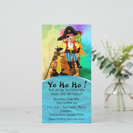 Invitation d'anniversaire de fille pirate (Debout devant)