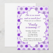 Invitation d'anniversaire de fille Pois violette (Devant / Derrière)