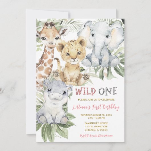 Invitation d'anniversaire de fille pour la premièr (Devant)