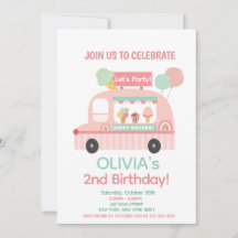 Invitation d'anniversaire de fille pour un camion