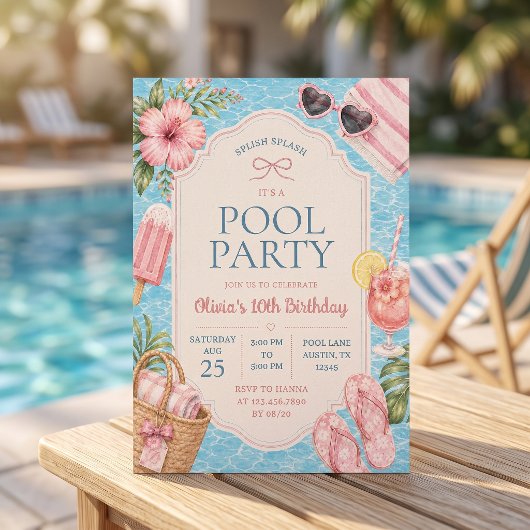 Invitation d'anniversaire de fille pour une fête a