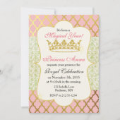 Invitation d'anniversaire de fille princesse rose (Devant)