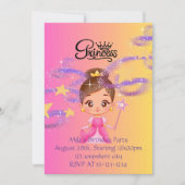 Invitation d'anniversaire de fille princesse rose (Devant)