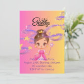 Invitation d'anniversaire de fille princesse rose (Debout devant)