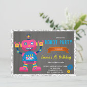 Invitation d'anniversaire de fille robot (Debout devant)