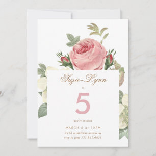 Invitation d'anniversaire de fille Roses roses vin