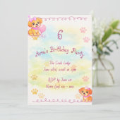 Invitation d'anniversaire de fille thème chiot (Debout devant)