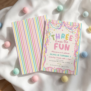 Invitation d'anniversaire de fille Trois fois plus
