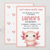 Invitation d'anniversaire de filles Axolotl, Invit (Devant / Derrière)