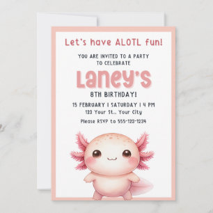 Invitation d'anniversaire de filles Axolotl, Invit