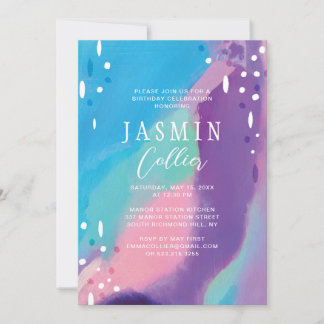 Invitation d'anniversaire de filles Colorée et Amu