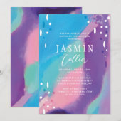 Invitation d'anniversaire de filles Colorée et Amu (Devant / Derrière)