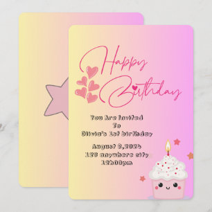 Invitation d'anniversaire de filles de 1 an en ros