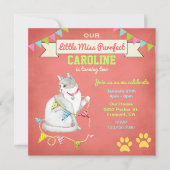 Invitation d'anniversaire de filles de chats migno (Devant)
