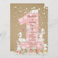 Invitation d'anniversaire de filles de lapin de