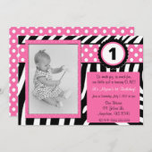 Invitation d'anniversaire de filles de rose (Devant / Derrière)