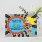 Invitation d'anniversaire de filles de superhéros (Debout devant)