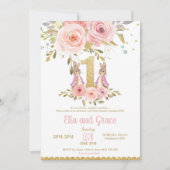 Invitation d'anniversaire de filles jumelles de (Devant)