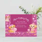 Invitation d'anniversaire de filles thème chiot (Debout devant)