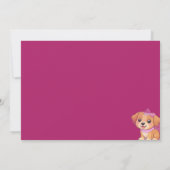 Invitation d'anniversaire de filles thème chiot (Dos)