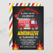 Invitation d'anniversaire de Firetruck, (Devant / Derrière)