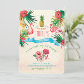 Invitation d'anniversaire de Flamant rose (Debout devant)