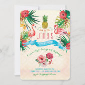 Invitation d'anniversaire de Flamant rose (Devant)