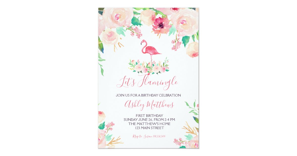 Invitation D Anniversaire De Flamant Rose Douche Zazzle Be