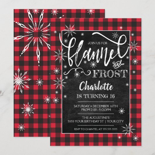 Invitation d'anniversaire de Flannel & Frost (Devant / Derrière)