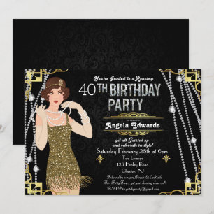 Invitation d'anniversaire de Flapper Girl