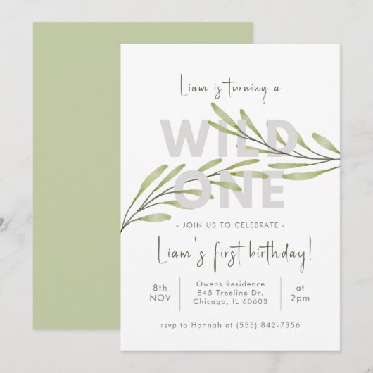 Invitation d'anniversaire de Fleur sauvage minimal (Devant / Derrière)