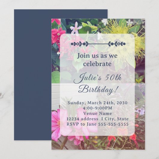 Invitation d'anniversaire de fleurs (Devant / Derrière)