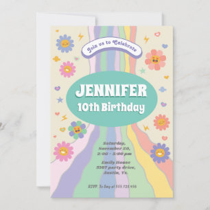 Invitation d'anniversaire de fleurs super
