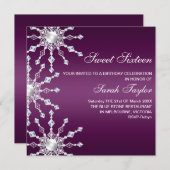 Invitation d'anniversaire de flocon de neige de (Devant / Derrière)