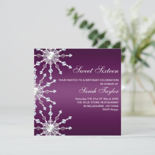 Invitation d'anniversaire de flocon de neige de (Debout devant)