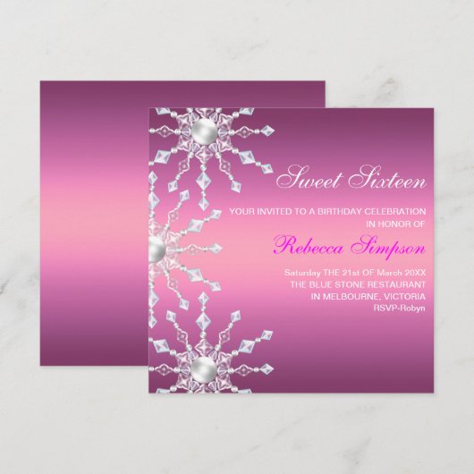 Invitation d'anniversaire de flocon de neige de (Devant / Derrière)