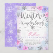 Invitation d'anniversaire de flocon de neige du (Devant / Derrière)