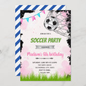 Invitation d'anniversaire de foot fille (Devant / Derrière)